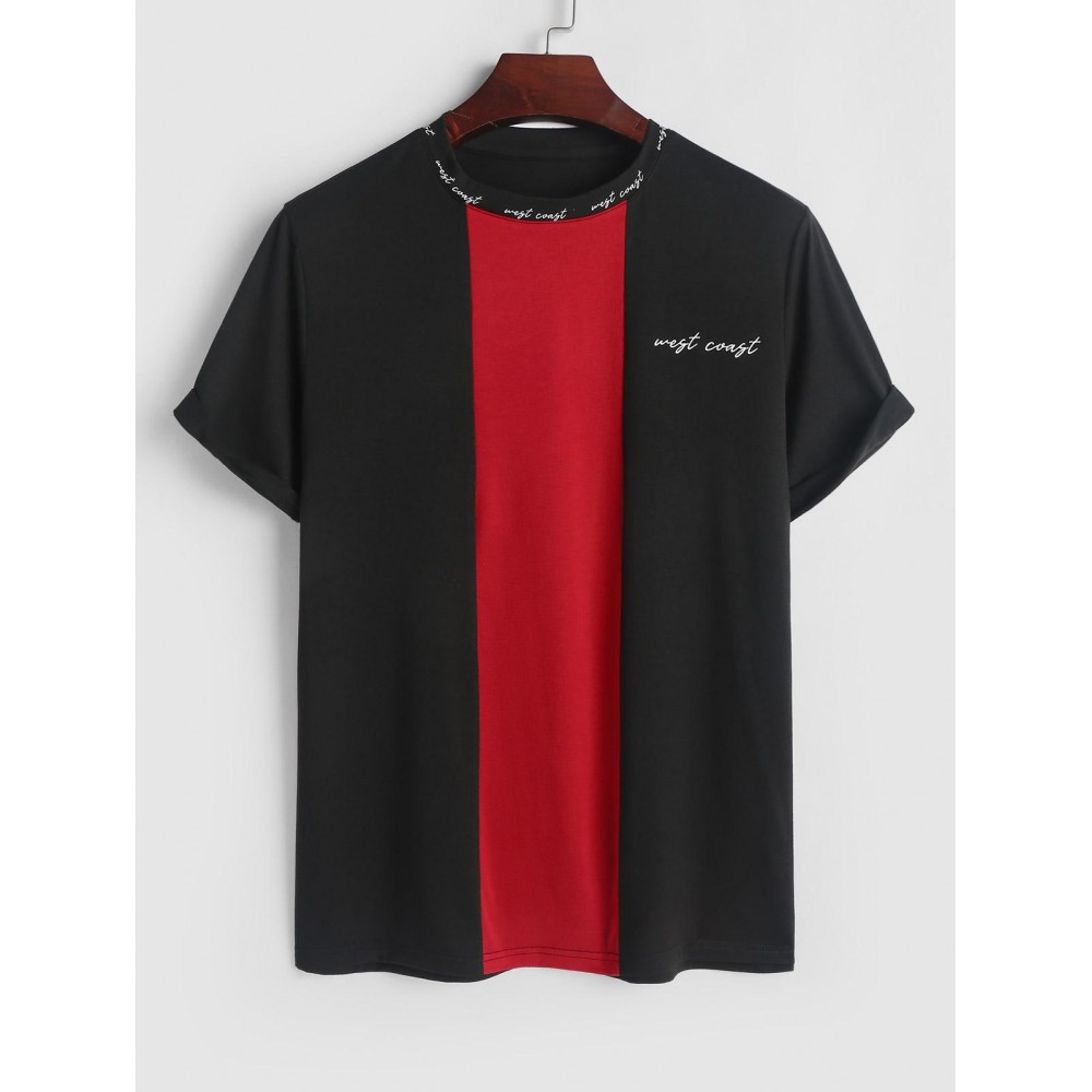 Men's Colorblock West Coast Pattern Short Sleeves Crew Neck T-shirt Men's Colorblock West Coast Pattern Short Sleeves Crew Neck T-shirt