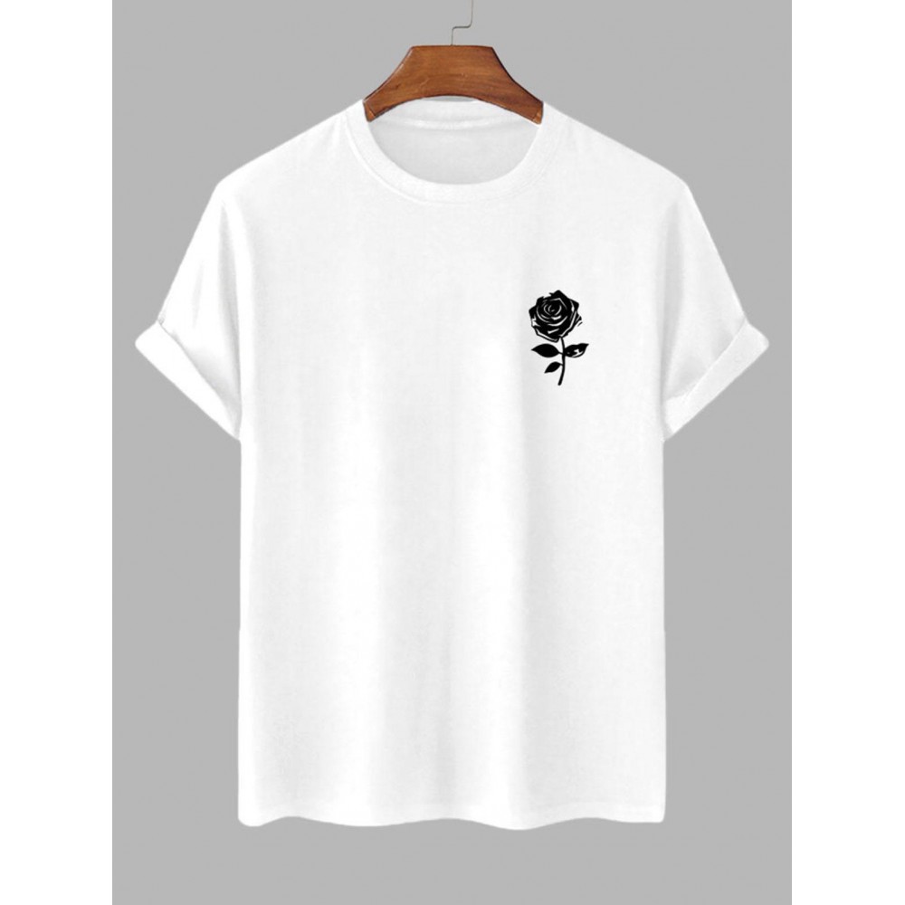 Short Sleeve Rose Print T-shirt Short Sleeve Rose Print T-shirt