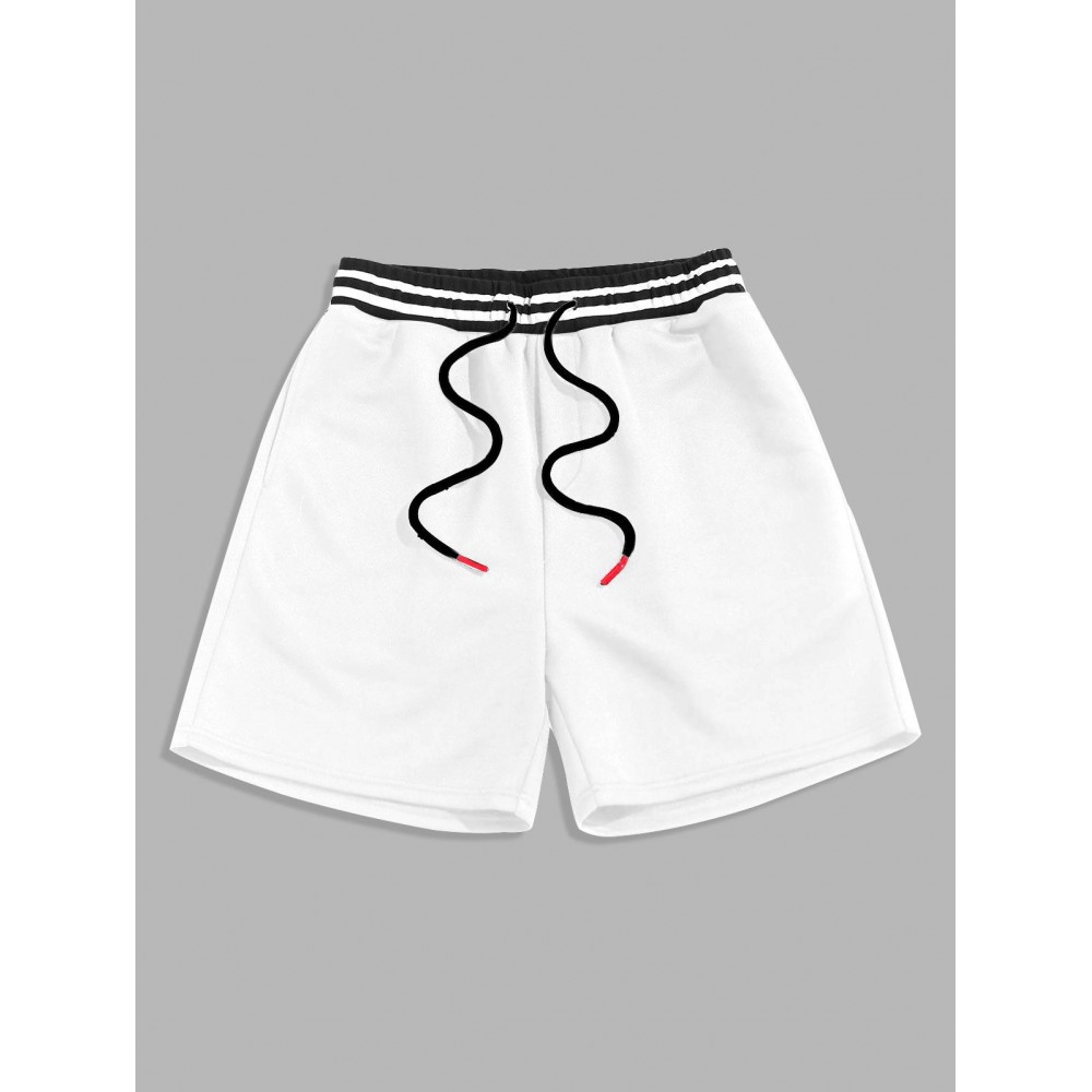 Streetwear Pure Color Drawstring Sweat Shorts